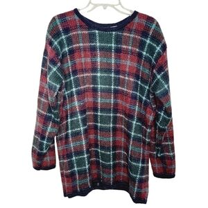 Paul Harris Vintage Mohair Wool Blend Sweater Medium Tartan Plaid Oversized EUC